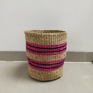 Nouveau design OEM, lot de 3 paniers de rangement en jonc de mer tissés à la main, panier en osier de couleur personnalisée en rotin de l'usine vietnamienne HNH Craft - Product Image 4
