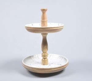 Low MOQ Customized Enameled & Turned Mango <b>Wood</b> 2-Tiered <b>Cupcake</b> <b>Stand</b> Manufacturer Wholesaler Exporter - Product Image 2