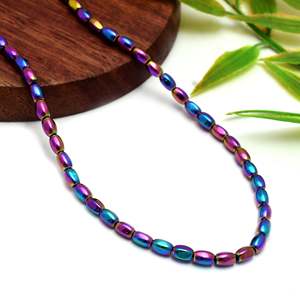 Perles d'hématite naturelle mystique de couleur violette, facettées, de forme ovale, 3x5mm, longueur 15cm, pour la fabrication de bijoux, vente en gros - Product Image 2