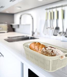 Panier de rangement en plastique sans BPA, adapté aux aliments, panier de rangement multifonctionnel, bac rectangulaire ouvert et ventilé, panier empilable, capacité de 3500 ml - Product Image 2