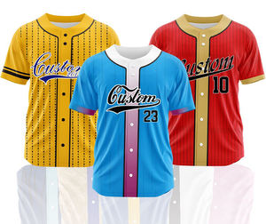 Maillot de baseball unisexe en polyester 100 % en gros, vintage, en maille, broderie, impression par transfert thermique, séchage rapide, manches courtes - Product Image 4