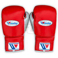 Profesyonel Kırmızı Galibiyetli Yetişkin Bağcıklı Boks Eldivenleri Hakiki Deri Kick Boks Antrenman Sparring Şok Emici Nefes Alabilen