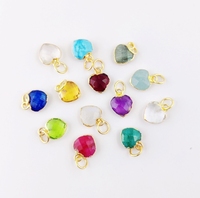 Collier pendentif en forme de coeur en Quartz Citrine 10mm boucle d'oreille en cuivre plaqué or à facettes minuscule faisant des breloques pour les enfants