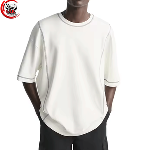 เสื้อยืดคอกลมสะพายไหล่สำหรับผู้ชายผ้าคอตตอน100% 300 GSM เสื้อโอเวอร์ไซส์เนื้อผ้าระบายอากาศได้ดีน้ำหนักเบา - Product Image 1