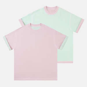 เสื้อทีเชิ้ตขนาดใหญ่ผ้าถักแบบทึบทั้งสองด้านใส่65% ผ้าฝ้าย35% โพลีเอสเตอร์280กรัมสองสี - Product Image 4