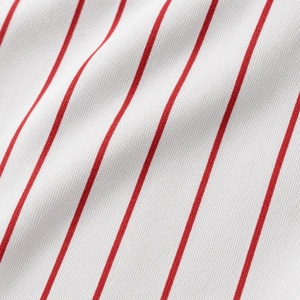 Soccer Ball Custom Label Red <b>White</b> Striped Baseball Jersey Unisex Short Sleeve <b>Button</b> Front V-Neck Polyester Team Apparel - Product Image 4