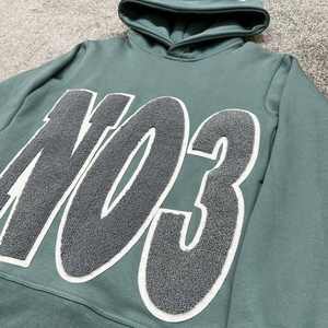 เสื้อฮู้ดผ้าคอตตอนสีทึบสำหรับทั้งชายและหญิงเสื้อมีฮู้ดผ้า100% ปักลายกำมะหยี่แบบบ็อกซี่ - Product Image 4