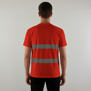 Hi-Vis ANSI Class 2 Oversized Short Sleeve Safety Men's <b>T</b>-<b>shirt</b> Polyester Moisture-Wicking Reflective Tape LED <b>Flash</b> Waterproof - Product Image 2