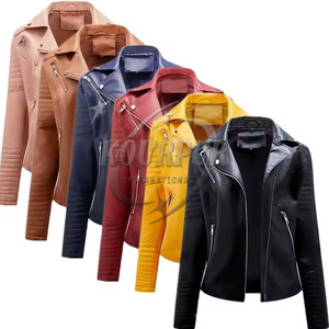 Chaquetas de cuero puro Reversible para mujer, técnica bordada sólida multicolor, PU, piel de oveja, cremallera, Logo, accesorio de invierno - Product Image 4