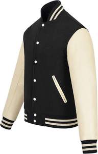 Chaqueta Universitaria Clásica con Mangas de Cuero, Chaqueta Bomber de Béisbol para Hombre, Estilo Urbano - Product Image 2