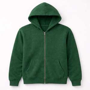 เสื้อฮู้ดซิปยูนิเซ็กซ์ INDEX APPAREL สีเขียวล้วน ผ้าฝ้ายเฟรนช์เทอร์รี่ สวมใส่สบายๆ ในฤดูใบไม้ร่วง ทรงปกติ - Product Image 2