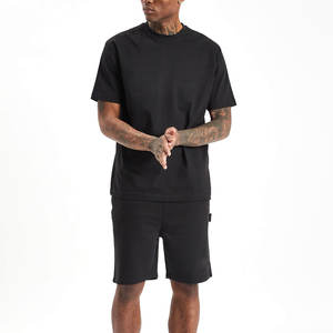 Ensemble short de survêtement unisexe 100% coton T-shirt deux pièces personnalisé de haute qualité imprimé décontracté Style d'été grande taille en velours - Product Image 1