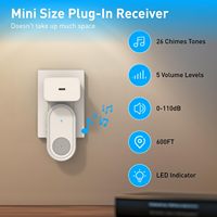 Alarme de porte sans fil portable Daytech, mini-récepteur, système d'alarme de sonnette pour entrée commerciale avec volume réglable et sonnerie puissante