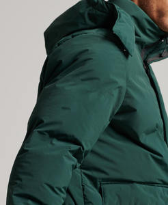 Veste matelassée en toile décontractée personnalisable à capuche épaisse et chaude pour l'extérieur avec fermeture éclair personnalisée sur le devant imperméable et coupe-vent pour hommes - Product Image 4