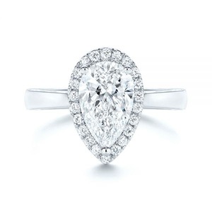 Bague Moissanite en or blanc 14 carats, 1.49 ct, coupe poire halo, diamant Moissanite incolore, bague de fiançailles pour elle, certifiée vintage GRA - Product Image 3