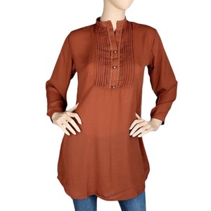 Top de Encaje y Georgette para Mujer - Marrón - Product Image 1