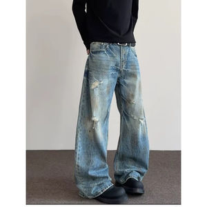 Pantalones Vaqueros Negros Holgados, Pantalones Vaqueros Vintage con Lavado Ácido y Bolsillos Casuales, en Oferta con Logotipo Personalizado - Product Image 6