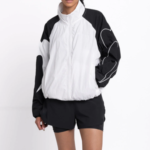 Custom OEM Breathable Printed Embroidery Hoodies Gym Wear Half Zip Pullover Jogging Crop Top <b>Windbreaker</b> <b>Jacket</b> for <b>Women</b> - Product Image 1