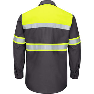 Venta al por mayor OEM de alta visibilidad de manga larga Hi Vis amarillo reflectante camisa de trabajo Impresión digital camisas de seguridad antibacterianas - Product Image 5
