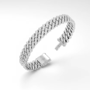 Bracelet élégant pour femme en diamant à maillons cubains surélevés |   Diamant taille brillant 2,45 carats - Product Image 1
