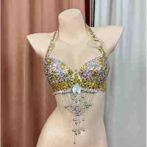 Arabian Padded Bra <b>Belly</b> Dance Costume Elegant Beaded Dancewear for Womens Party Festival & Stage Performance - Product Image 3