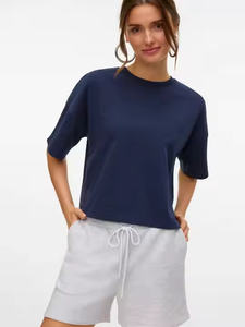 Meilleure vente Style ample O cou femmes t-shirts Outwear mode vêtements d'été femmes t-shirts - Product Image 4