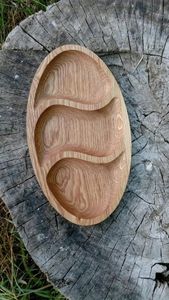 100% plateau de service multi-sections en bois de qualité supérieure en forme de feuille - Product Image 3