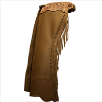 Chaps d'équitation western en cuir de qualité supérieure, confortables et personnalisables, avec un matériau durable et résistant pour l'équitation.