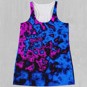 Camiseta sin mangas para mujer con estampado por sublimación, azul y morado, estilo deportivo, cuello redondo, transpirable, tejido de punto, 100% poliéster, servicio OEM - Product Image 5
