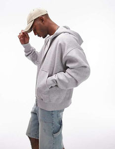 Sudaderas con capucha extragrandes con logotipo personalizado de peso pesado para Hombre Sudaderas con capucha con cremallera y hombros caídos - Product Image 4