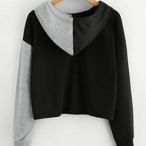 Crop Top <b>Drop</b> Shoulder Hoodies for Women Workout Wear Style Breathable Anti-Wrinkle Crop Top Hoodies for Woman - Product Image 5