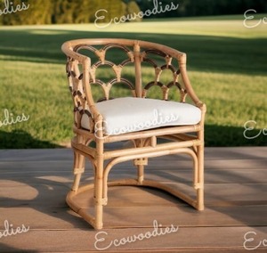 Sillón elegante de estilo antiguo de bambú y Ratán, silla de jardín tallada a mano para comedor, restaurante, sala de estar o salón de jardín - Product Image 2