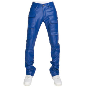 <b>Unique</b> Design Top Fashion Mens Leather Pants Lightweight High Waist Casual Wear Straight Pattern Full Length Men Leather Pants - Product Image 2