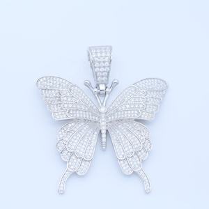 Hip hop 925 argent sterling moissanite ronde taille brillant diamant étincelant glacé design exclusif et joli pendentif - Product Image 2