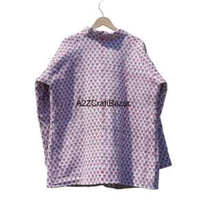 เสื้อคลุมอาบน้ำคอตตอนบุผ้าสไตล์อินเดียสำหรับผู้หญิงเสื้อคลุมสำหรับใส่ใน100% ลายดอกไม้แบบทางการเข็มขัดแบบนุ่มใส่กลับด้านได้แห้งเร็วคอวีใส่ได้ทุกฤดู - Product Image 6