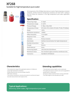 Sensor Elektroda pH XF268 untuk Pengukur pH Industri, Probe Pengukuran Kualitas Air Presisi, Rentang 0-14pH, Tekanan 6 Bar, Cepat - Product Image 3