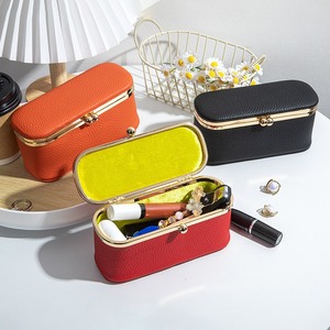 Bolsa Ando de Cuero Vacuno Genuino con Cierre de Broche, Bolsa de Cosméticos, Estuche para Joyas, Almacenamiento de Lápiz Labial, Monedero para Mujer - Product Image 1