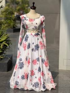 Lehenga Choli indien traditionnel prêt-à-porter, fantaisie, décontracté, en georgette imprimé, entièrement cousu, costume pour les occasions spéciales, séchage rapide - Product Image 4