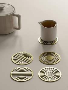 Posavasos de aislamiento de metal de alta calidad Posavasos de bebida de metal de cobre redondo para posavasos pulidos naturales brillantes - Product Image 5