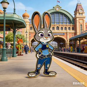 Ensemble de badges imprimés en relief en émail dur plaqué or personnalisé avec des animaux urbains - Mignons personnages de dessins animés, épingles à revers pour cadeau - Product Image 4