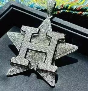 Plaqué or blanc 14 carats lettre personnalisable 4ct pendentif en moissanite véritable breloque en diamant pour hommes pour les fêtes pendentifs fins et breloques - Product Image 1