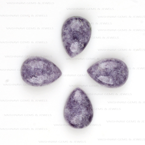 Venta al por mayor cabujón de cuarzo de lepidolita púrpura Natural Premium 10x14mm corte de pera parte posterior plana calibrada fabricación de joyas sueltas piedras preciosas - Product Image 3