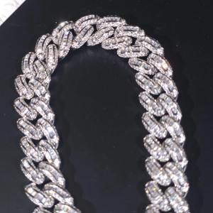 Pulsera Cubana con Incrustaciones de Diamantes de Moissanita Incoloros con Corte Baguette en Plata 925, Joyería Hip Hop Brillante, Regalos a Bajo Precio - Product Image 5