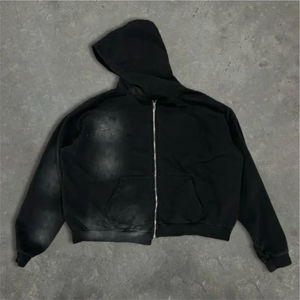 Custom Heavyweight Men's Zipper Hoodie Tracksuits Cropped <b>Oversized</b> Windbreaker Hoodie & <b>Sweatpants</b> For Men's Winter Wear - Product Image 3