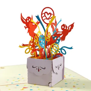 Tarjetas de felicitación emergentes 3D de diseño personalizado superventas, la mejor opción para Feliz Cumpleaños de papel emergente HMG