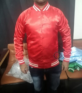 Veste en satin de qualité supérieure, design personnalisé, vente en gros, streetwear, mode, veste bomber de baseball, tissu brillant, fournisseur OEM - Product Image 2