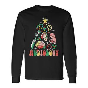 T-shirt a maniche lunghe con albero di Natale per audiologi, regalo per operatori sanitari - Product Image 1