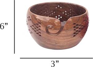 Cuenco de hilo de madera hecho a mano para tejer conveniente y almacenamiento de ganchillo con prácticos agujeros - Product Image 2