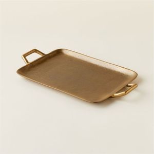 Plateau de vanité rectangulaire moderne en métal doré, grand plateau de table basse doré avec poignées latérales, style nordique, plateau organisateur décoratif - Product Image 2