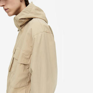 Wholesale 2023 Arrival <b>Men</b> Khaki Colour <b>Padded</b> Windbreaker <b>Jacket</b> <b>With</b> Cargo Pockets and Attached <b>Hood</b> for Sale - Product Image 4